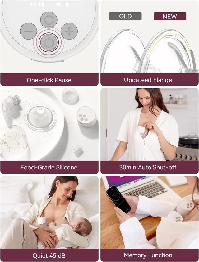 Alt view image 5 of 6 - Momcozy S12 Pro Double Wearable Breast Pump, 3 Modes 9 Levels Breast Pump Hands-Free Electric, Portable Breast pump 24mm