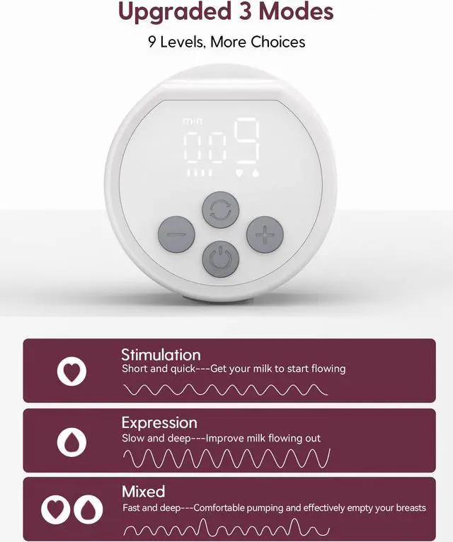 Alt view image 2 of 6 - Momcozy S12 Pro Double Wearable Breast Pump, 3 Modes 9 Levels Breast Pump Hands-Free Electric, Portable Breast pump 24mm