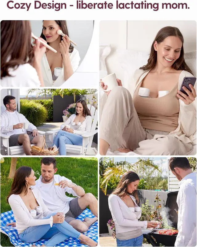 Alt view image 6 of 6 - Momcozy S12 Pro Double Wearable Breast Pump, 3 Modes 9 Levels Breast Pump Hands-Free Electric, Portable Breast pump 24mm