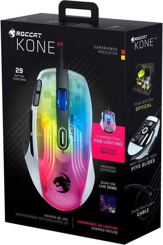 Alt view image 4 of 5 - ROCCAT - Kone XP Wired Optical Gaming Ambidextrous Mouse with multi-button design & AIMO RGB lighting - White