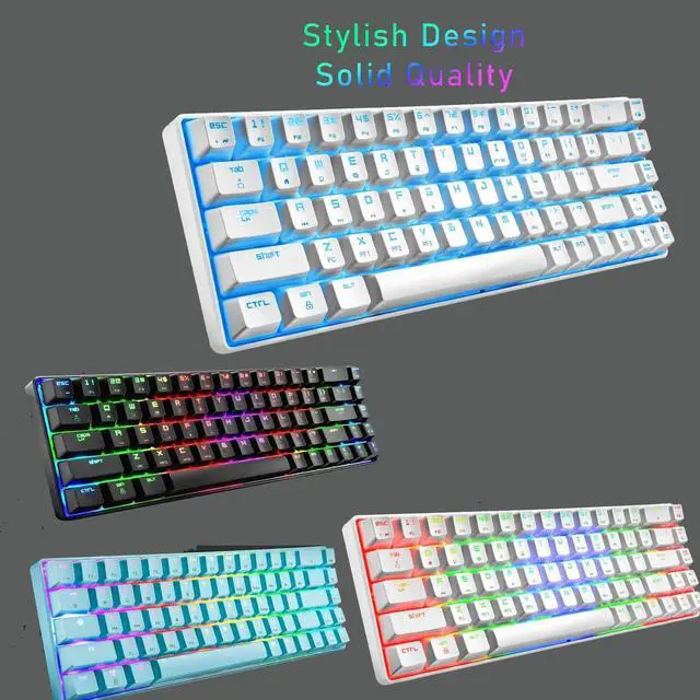 Main image of Gaming Keyboard Mechanical 68 Keys Wired RGB Backlit Portable for PC PS4 Laptop Black White