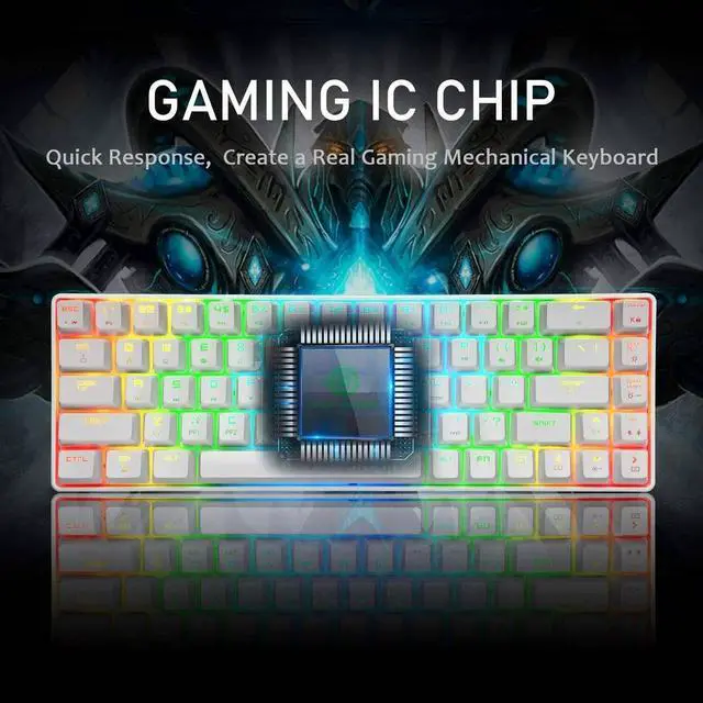 Alt view image 5 of 6 - Gaming Keyboard Mechanical 68 Keys Wired RGB Backlit Portable for PC PS4 Laptop Black White
