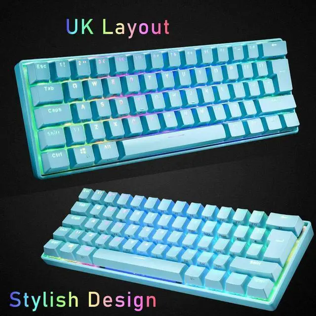 Alt view image 6 of 7 - RGB Mechanical Keypad, Wired Portable 61-Keys Gaming Keyboard For PC Black Blue