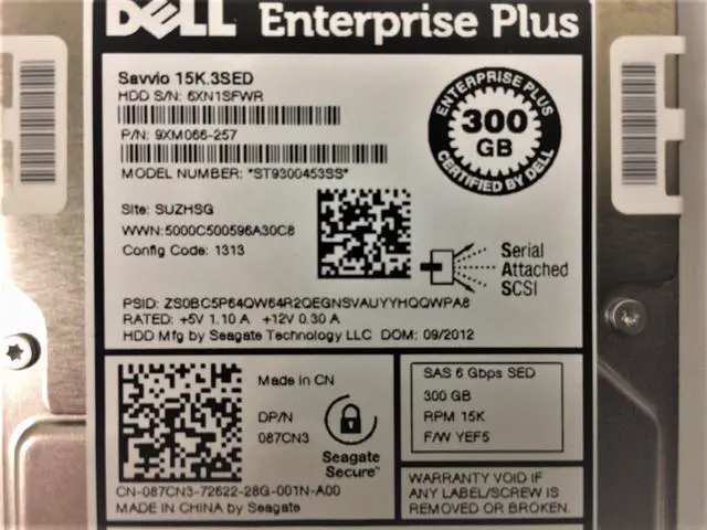 Alt view image 2 of 5 - DELL ENTERPRISE PLUS 87CN3 300GB 15K SAS 2.5 6Gb/s HDD Seagate ST9300453SS SED