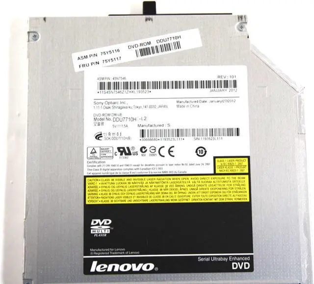 Alt view image 3 of 3 - KEEP 25 OR LESS - IBM Lenovo ThinkPad T450s Laptop DDU7710H DDU7710H-L2 SATA DVD-ROM Optical Drive 75Y5117 75Y5116 45N7546