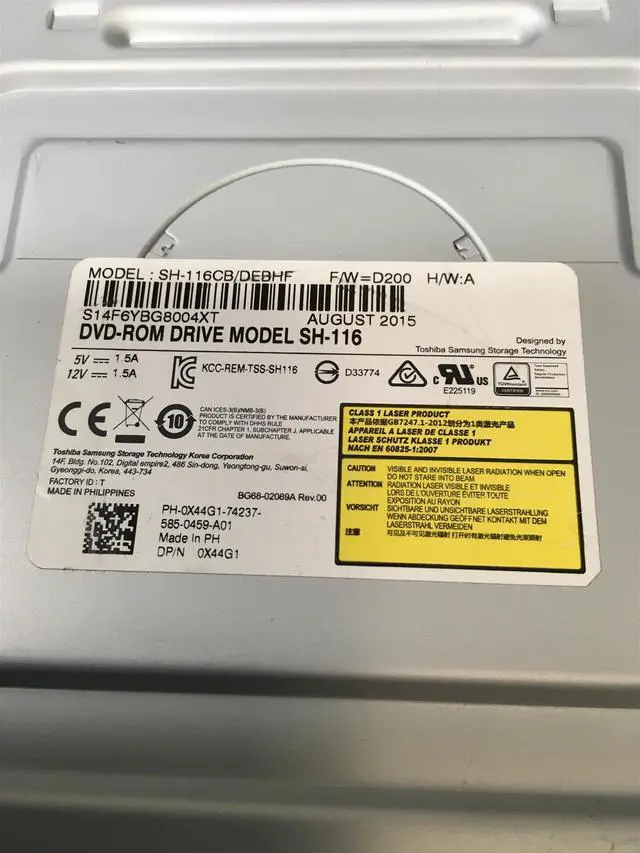 Alt view image 2 of 5 - Toshiba Samsung SH-116CB/DEBHF DVD-ROM Drive 0X44G1