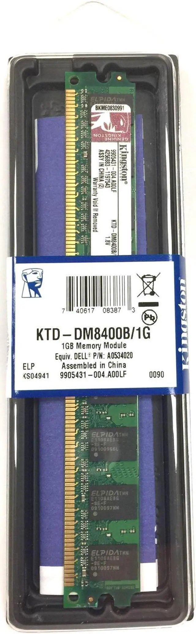 Alt view image 2 of 4 - Kingston 1GB KTD-DM8400B/1G A0596573 Memory DDR2 240-pin 667 MHz PC2-5300 A0534020