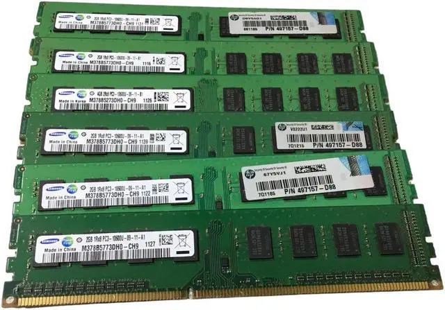 Alt view image 2 of 5 - lot of 6 Samsung M378B5773DH0-CH9 Memory 6x2GB PC3-10600 497157-D88
