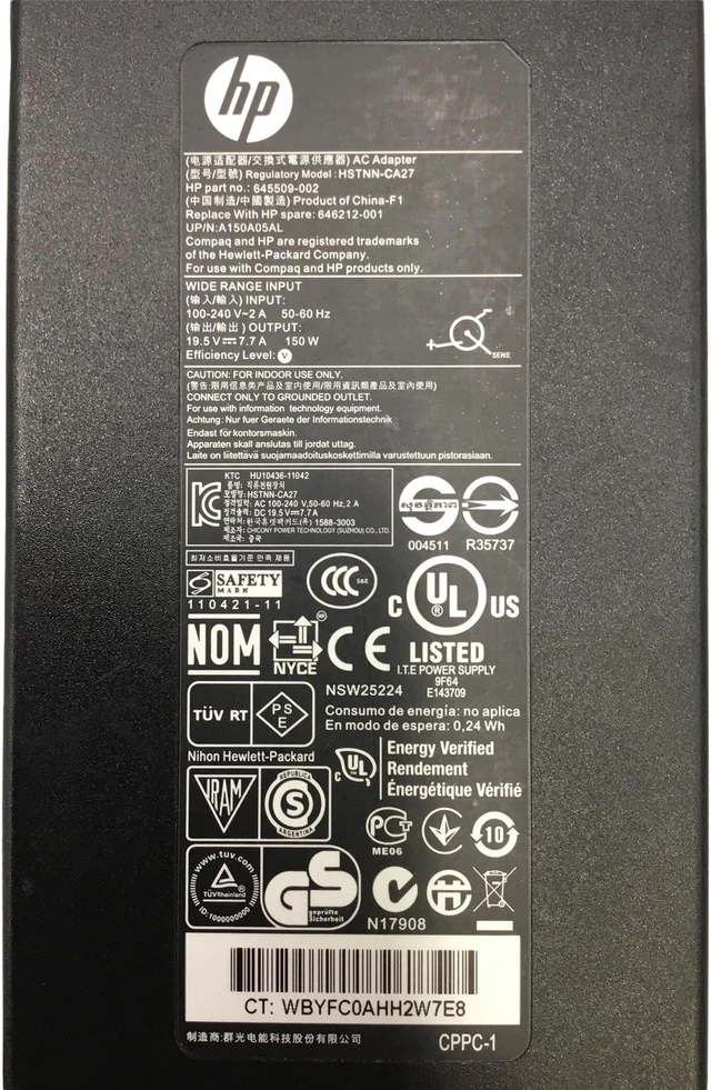 Alt view image 2 of 3 - HP AC Adapter 19.5V 645509-002