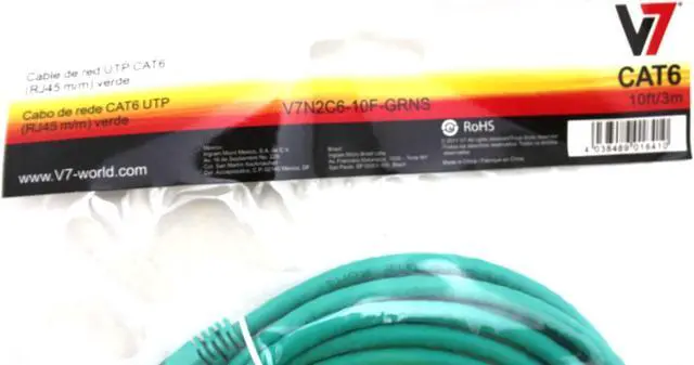Alt view image 2 of 3 - NEW V7 UTP CAT6 RJ45 M/M BLUE Patch Cable 10Ft/3M V7N2C6-10F-GRNS