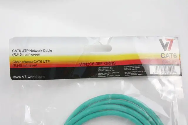 Alt view image 3 of 3 - NEW V7 UTP CAT6 RJ45 M/M GREEN Patch Cable 5Ft/1.5M V7N2C6-05F-GRNS