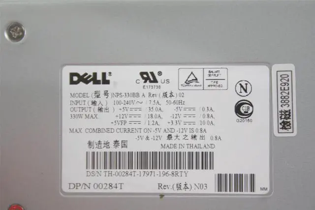 Alt view image 3 of 3 - Dell NPS-330BB 330W PowerEdge 2450 2550 Power Supply 0284T 00284T
