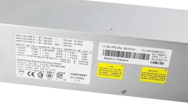 Alt view image 2 of 6 - IBM pSeries RS6000 Server 1475W Power Supply 39J3741 D0107550