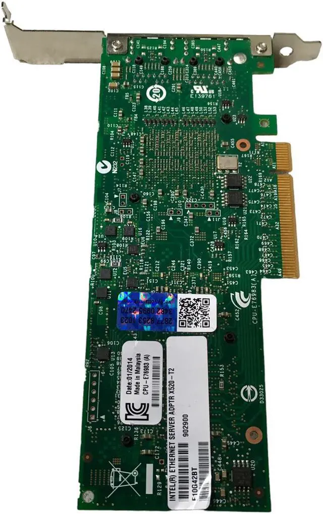 Alt view image 3 of 7 - X520-T2 Intel 2 Port 10Gbps PCI-E 2.0 X8 Ethernet Adapter CPU-E76983 E95990-004