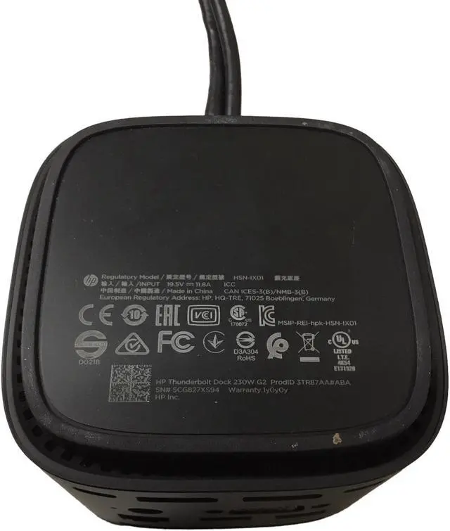 Alt view image 7 of 7 - HP Thunderbolt 120V G2 HSN-IXO1 Docking Station