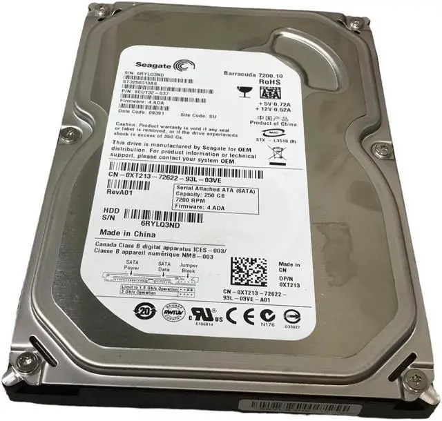 Main image of 250GB Dell XT213 Seagate ST3250310AS 3.5" SATA Hard Drive HDD 0XT213 9EU132-037