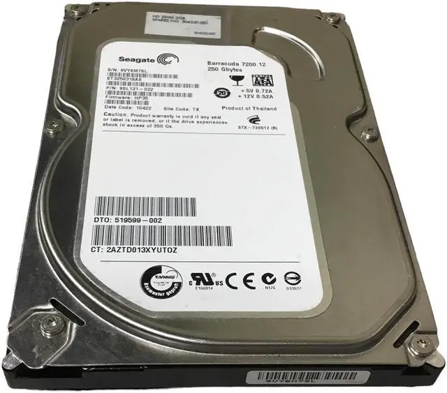 Alt view image 2 of 3 - Seagate 504337-001 519599-002 9SL131-022 250GB 7200RPM SATA 3GB/S 8MB CACHE 3.5
