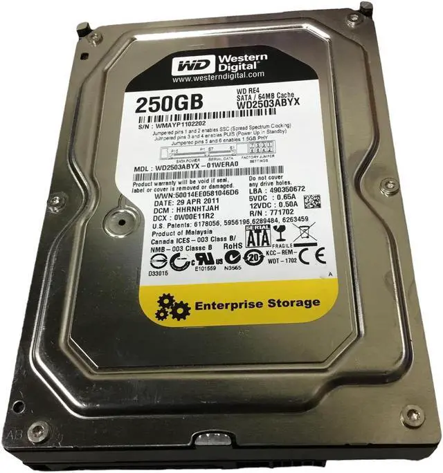 Main image of Western Digital WD2503ABYX-01WERA0 250GB Sata Hard Drive DCM: HHRNHTJAH