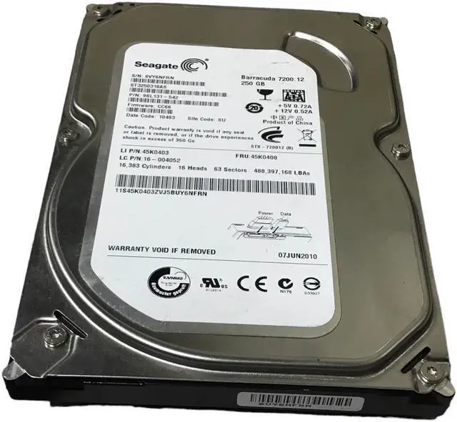 Main image of IBM 45K0408 45K0403 Seagate 250GB 3.5" SATA II 7.2K Hard Drive, ST3250318AS