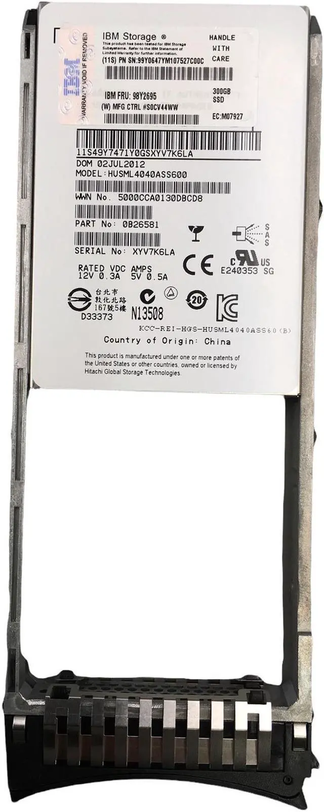 Main image of IBM HDD Caddy M07625 w/ SSD HUSML4040ASS601