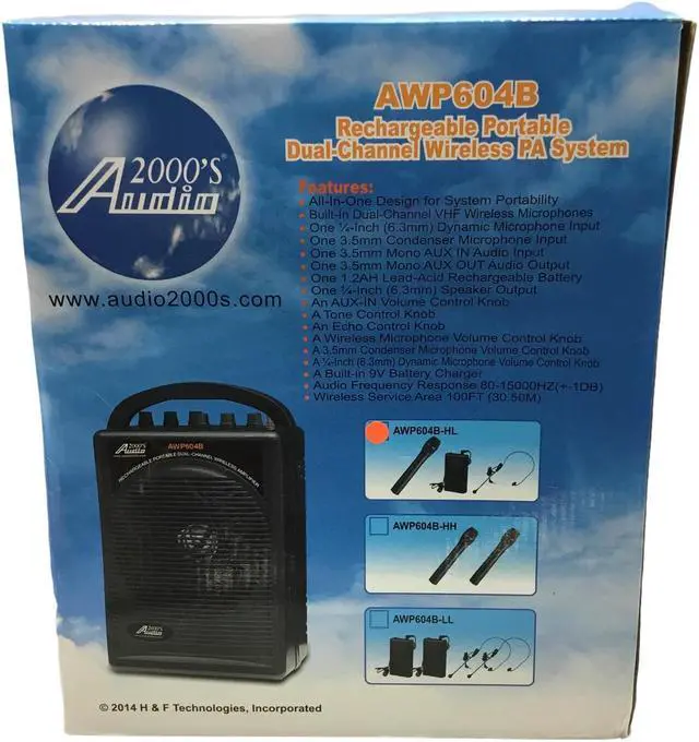 Main image of Audio2000'S AWP604B Rechargeable Portable Dual-Channel Wireless PA system