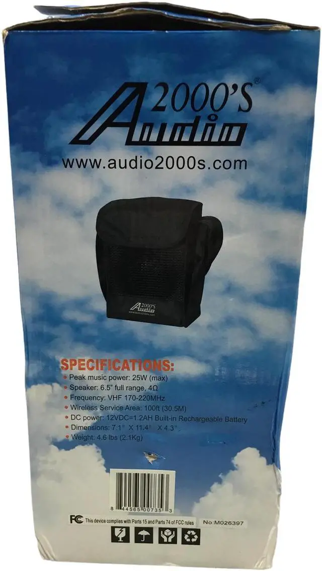 Alt view image 3 of 4 - Audio2000'S AWP604B Rechargeable Portable Dual-Channel Wireless PA system
