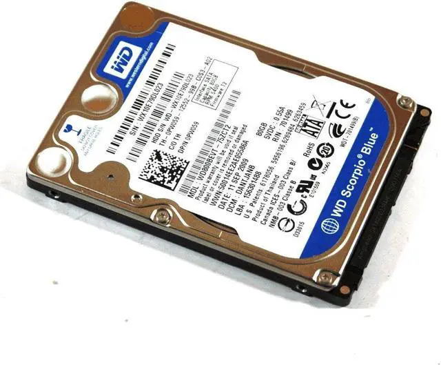 Main image of Western Digital WD800BEVT-75ZCT2 Laptop Hard Drive PW059 0PW059 Scorpio Blue,2.5",80GB,SATA,5400 RPM