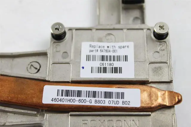 Alt view image 2 of 3 - HP EliteBook 8560 Series CPU Cooling Heatsink 647604-001