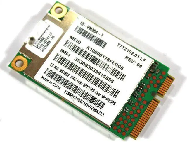 Alt view image 3 of 3 - IBM Lenovo Thinkpad X100E, X201, X201I, T410, T410I, T510, W510 Gobi 2000 Laptop 3G WWAN Card 60Y3263 60Y3259 78Y1398 78Y1399 60Y3183