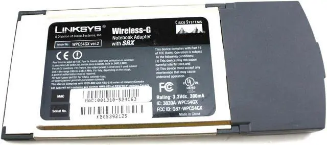 Alt view image 2 of 3 - Linksys WPC54GX Wireless-G Card adapter w/ SRX 2.4 GHz 802.11g 3839A-WPC54GX