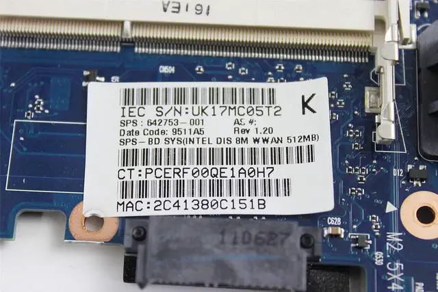Alt view image 2 of 3 - HP Compaq 6460P 8460P Laptop Motherboard 642753-001