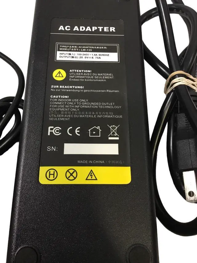 Alt view image 3 of 3 - AC Adapter LW-135 20.0V 6.75A For Lenovo