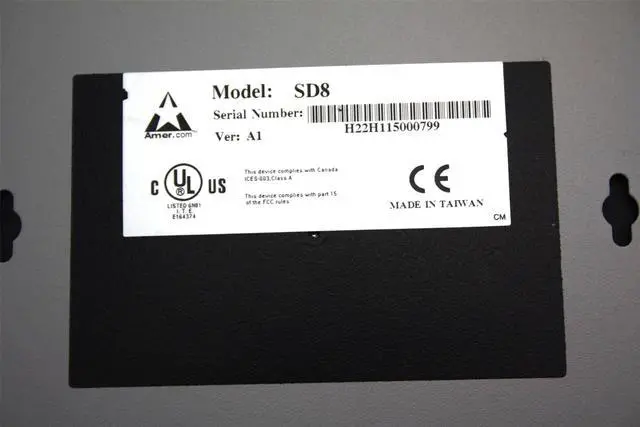 Alt view image 2 of 3 - Amer.com SD8 A1 8-PORT HDS/FDX 10/100MBPS NWay Switch Access Point W/O AC Adapter