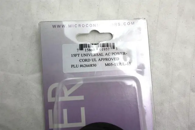 Alt view image 3 of 3 - NEW Micro Connectors 15Ft Universal AC Power Cord UL Approved M05-113UL-15 6266850