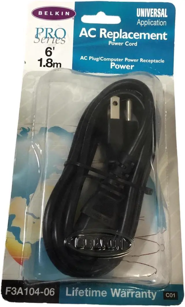 Alt view image 4 of 4 - BELKIN PRO Series, 6'/ 1.8m AC Replacement Power Cord F3A104-06
