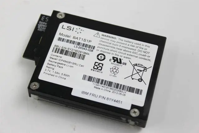 Main image of IBM 81Y4451 BAT1S1P LSI BBU08 For M5000 M5014 M5015 9260 9261 9280 Raid Battery