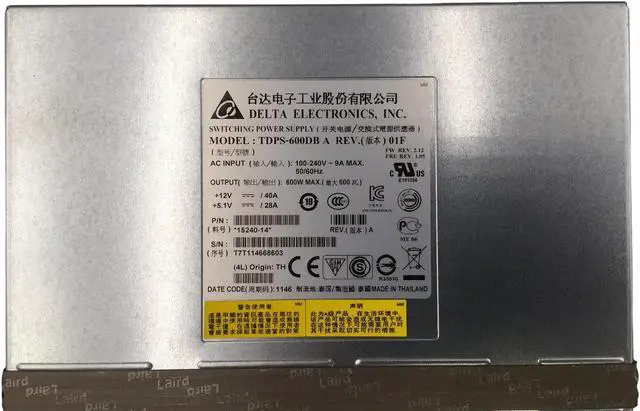 Alt view image 5 of 5 - Delta TDPS-600DB A Switching Power Supply 600W 15240-14