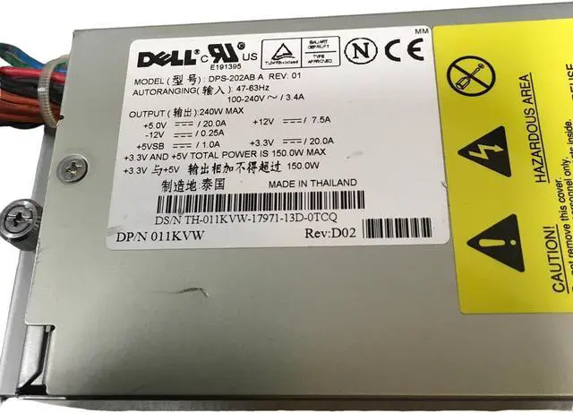 Alt view image 7 of 7 - Dell 011KVW 11KVW DPS-202AB A 240W Power Supply