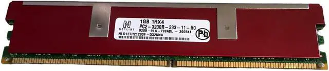 Main image of Dell NLD127R21203F-D32KNA RAM Memory 1GB PC2-3200R DDR2-400 1RX4 ECC