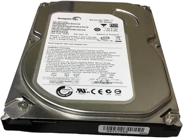 Alt view image 2 of 3 - Seagate Hard Drive SATA Desktop 3.5" ST3160813AS 160GB 9FZ181-302