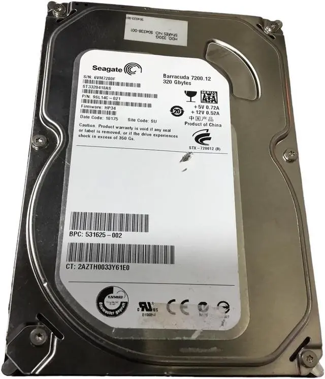 Main image of Seagate Barracuda ST3320418AS HDD 9SL14C-021 320GB 3.5" SATA FW:HP34 SU