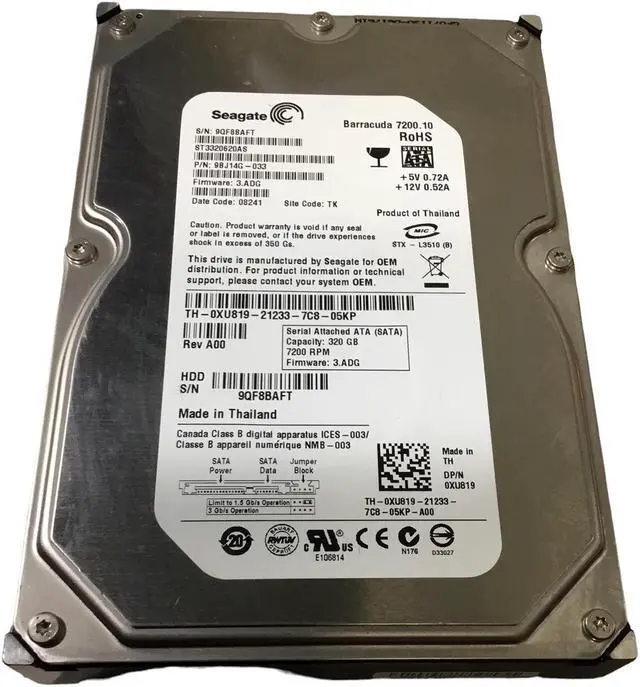 Main image of Seagate 320GB 3.5" HDD SATA ST332060AS 9BJ14G-033 3ADG