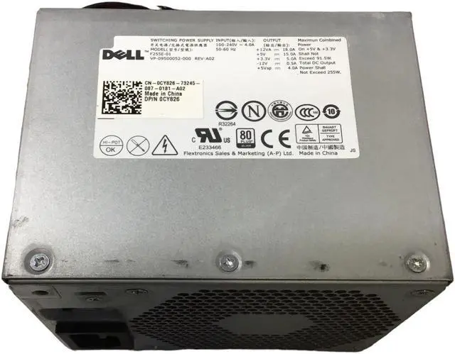 Alt view image 2 of 4 - Dell F255E-01 60Hz 240V 255W Power Supply 0CY826