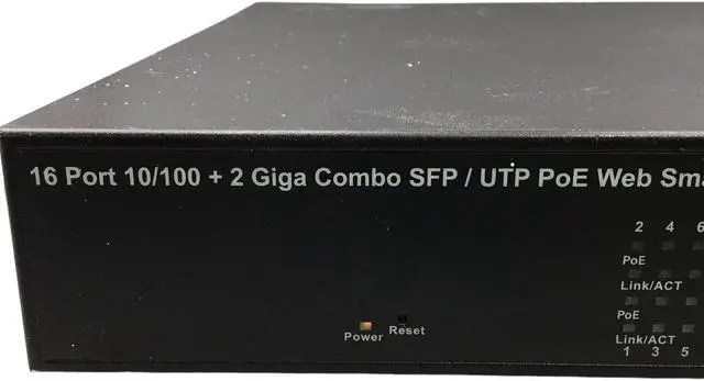 Alt view image 2 of 7 - GeoVision GV-POE1601 16 Port 10/100 Web SMart Ethernet Switch - Tested to Power On