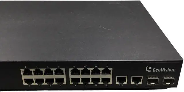 Alt view image 3 of 7 - GeoVision GV-POE1601 16 Port 10/100 Web SMart Ethernet Switch - Tested to Power On