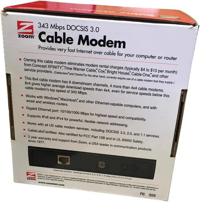 Alt view image 4 of 7 - ZOOM CABLE MODEM 343 Mbps DOCSIS 3.0 MODEL 5341