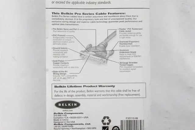 Alt view image 2 of 4 - NEW Belkin Universal Pro Series Printer 6Ft Extension Cable Male DB25 to RS232 Female Serial Parallel Cable 25 Conductor NOS F3D112-06 472283