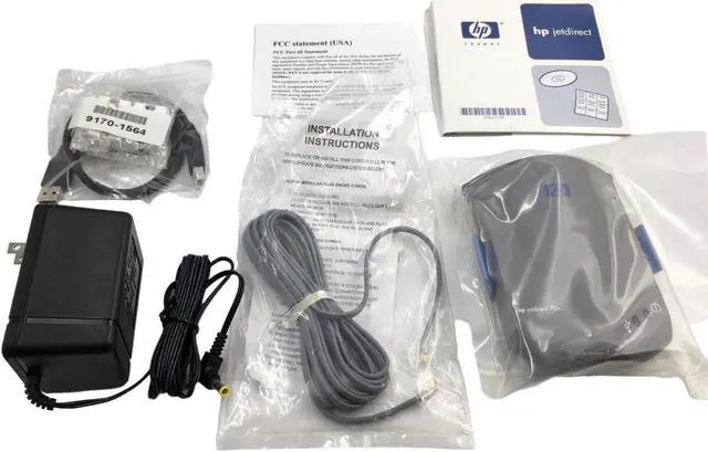 Alt view image 5 of 7 - HP JetDirect 75x External Print Server J6036A w/AC Adapter & USB/Network Cables