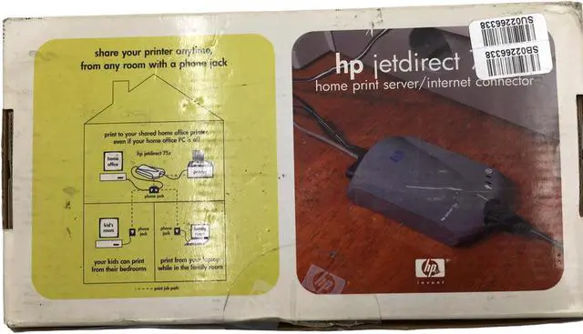 Alt view image 3 of 7 - HP JetDirect 75x External Print Server J6036A w/AC Adapter & USB/Network Cables