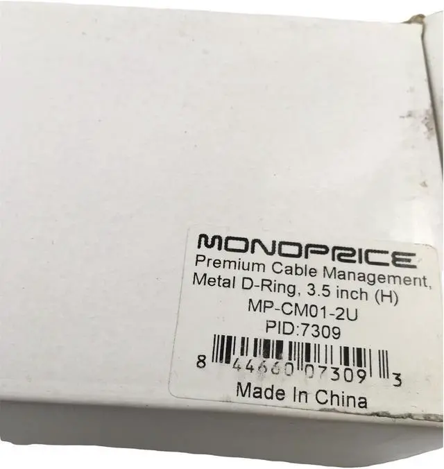 Alt view image 4 of 4 - Monoprice MP-CM01-2U Cable Manager Panel, Metal D-Ring, 3.5" Damage Box